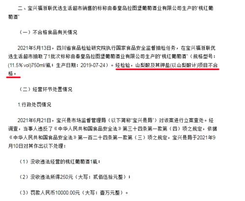 超市因山梨酸鉀超標(biāo)遭重罰 秦皇島拉圖堡葡萄酒的質(zhì)量隱患與市場監(jiān)管反思